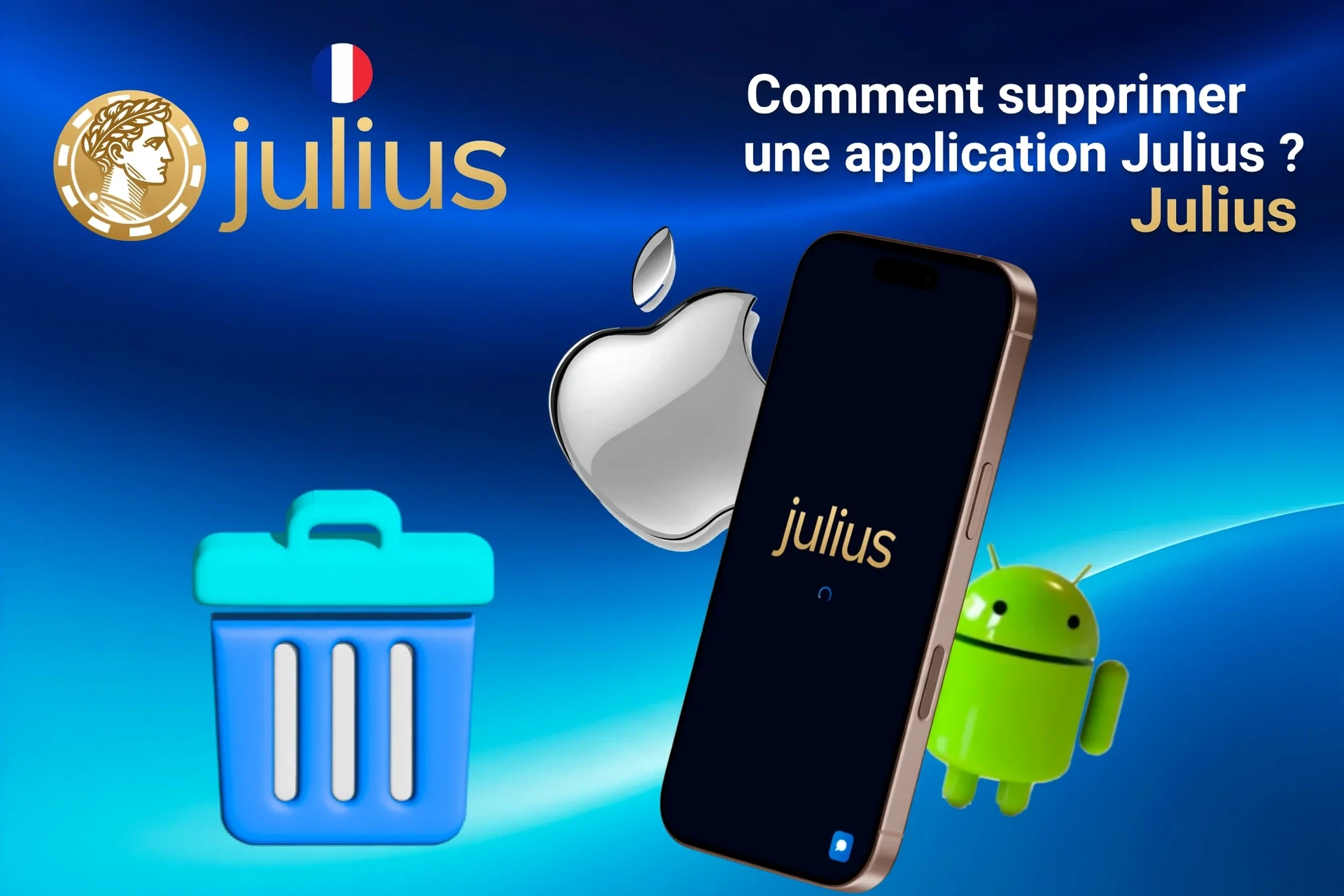 Instructions on how to delete the application from iOS and Android devices, shown with app icons